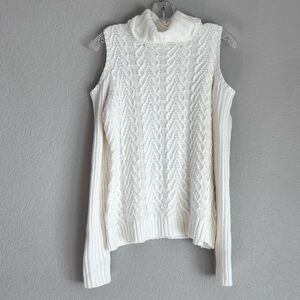 Elegant Faded Glory Cable Knit Turtleneck Off Shoulder Sweater Women’s M